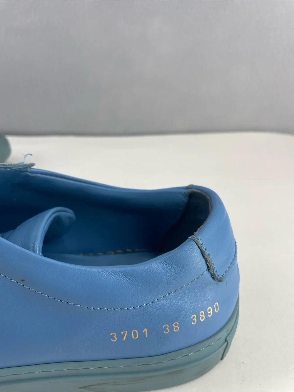 Woman by Common Projects Achilles Leather Sneaker Blue EU38 US8 W Made In Italy
